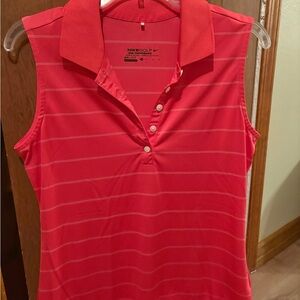 Nike Coral Sleeveless Striped Golf Polo